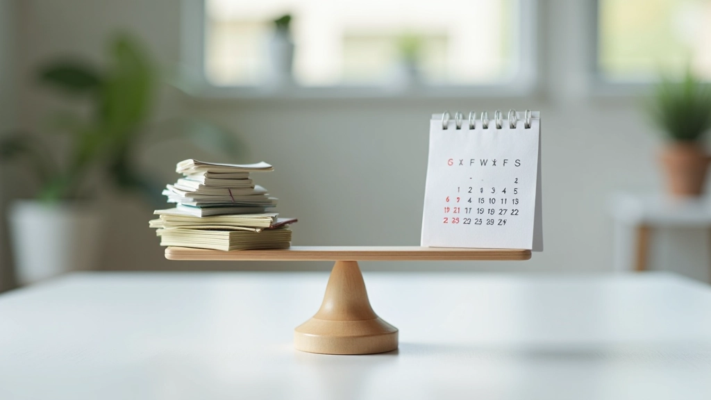 Obraz srovnávající dva peníze na váze — strana s „Čekat